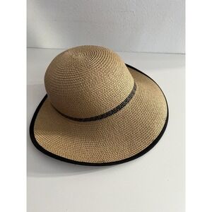 Magid Hats Brown Black UPF 50+ Striped Straw Sun Hat One Size